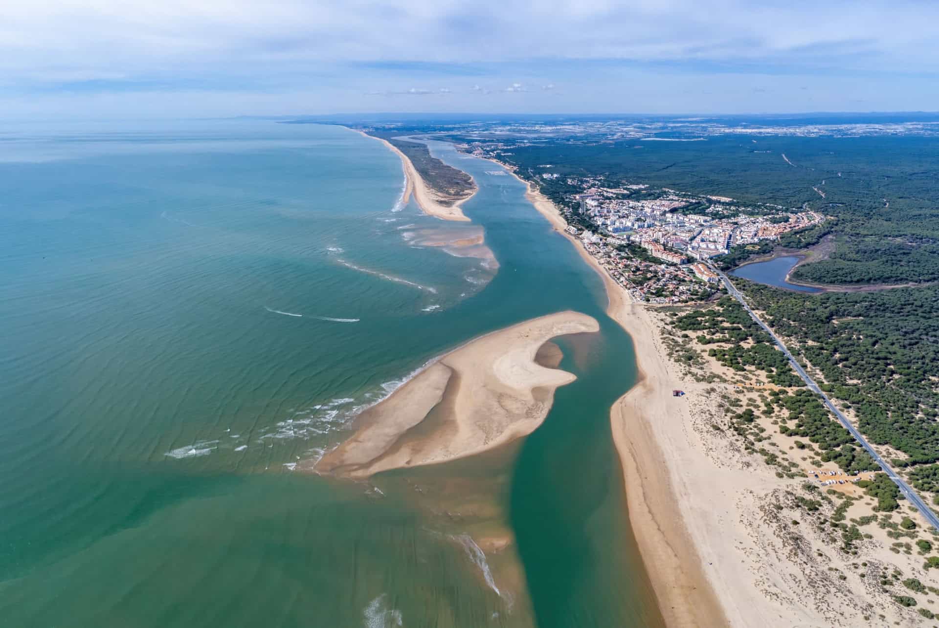 vue aerienne la flecha del rompido à huelva