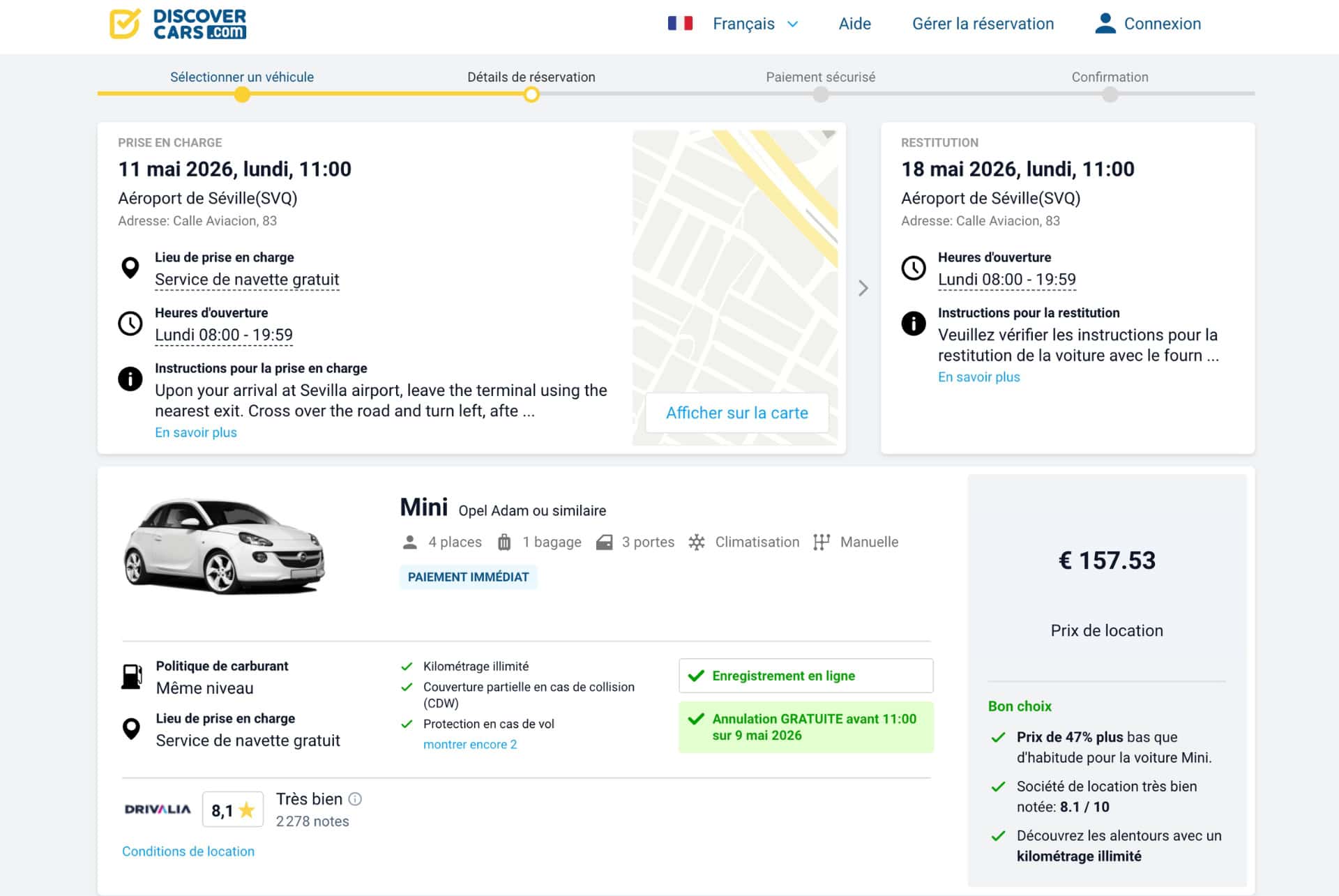 location voiture seville discovercars